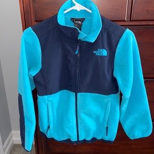 The North Face turquoise blue & Navy Denali Jacket - girls size 10/12